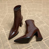 Bottines élégantes pour femmes en marron avec talons