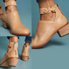 Bottines en cuir - bottines à talons tendance pour femmes avec zip et détail de boucle