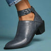 Bottines en cuir - bottines à talons tendance pour femmes avec zip et détail de boucle