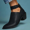 Bottines en cuir - bottines à talons tendance pour femmes avec zip et détail de boucle