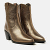 Bottines en cuir - bronze métallique style western pour femmes