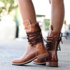 Bottines en cuir marron - élégantes chaussures à lacets pour femmes