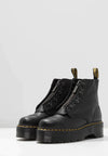 Bottines en cuir noir - élégantes avec plateforme et lacets