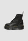 Bottines en cuir noir - élégantes avec plateforme et lacets