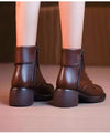Bottines en cuir pour femmes - élégantes bottines marron à lacets avec doublure en fourrure