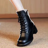 Bottines en cuir pour femmes - élégantes bottines marron à lacets avec doublure en fourrure