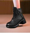 Bottines en cuir pour femmes - élégantes bottines marron à lacets avec doublure en fourrure