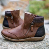 Bottines en cuir tendance - chaussures d'hiver à zip pour femmes