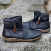 Bottines en cuir tendance - chaussures d'hiver à zip pour femmes