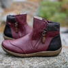Bottines en cuir tendance - chaussures d'hiver à zip pour femmes