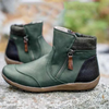 Bottines en cuir tendance - chaussures d'hiver à zip pour femmes