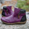 Bottines en cuir tendance - chaussures d'hiver à zip pour femmes
