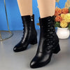 Bottines noires - bottines en cuir à lacets à talons pour femmes élégantes