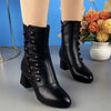 Bottines noires - bottines en cuir à lacets à talons pour femmes élégantes