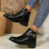 Bottines noires tendance - élégantes avec talon épais et détail zippé