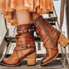 Bottines pour femmes - détails en cuir avec boucle