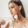 Boucles d'oreilles créoles florales en 2 pièces - accents floraux et pierres précieuses roses délicates pour femmes