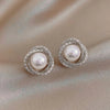 Boucles d'oreilles en perles 2 pièces - élégantes boucles d'oreilles à clou avec détails scintillants