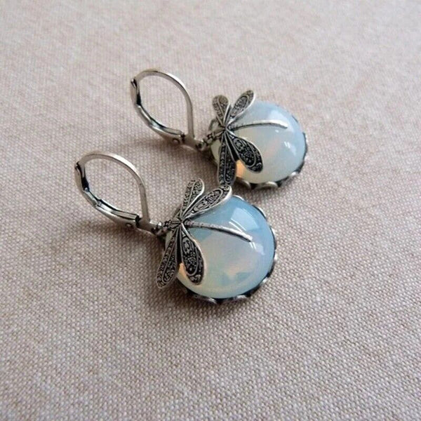 Boucles d'oreilles libellule suspendues - boucles en bronze vintage pour femmes
