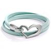 Bracelet en cuir cœur - bracelet enroulé stylé pour femmes