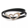 Bracelet en cuir cœur - bracelet enroulé stylé pour femmes
