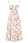 Robe midi fleurie pour femme - silhouette ajustée pour les garden parties d'été