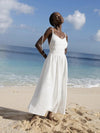Robe midi décontractée pour femmes - beachwear en lin chic avec poches pour vos sorties d'été