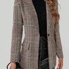 Blazer à carreaux marron pour femme - coupe ajustée, veste chic pour un style décontracté et élégant