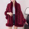 Cape en fausse fourrure pour femmes - manteau en peluche ornée de sequins scintillants