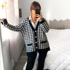 Cardigan à chevrons - tricot noir et blanc pour dames