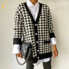 Cardigan à chevrons - tricot noir et blanc pour dames