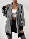 Cardigan à motif géométrique - gilet ouvert noir pour femmes