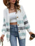 Cardigan blanc en tricot pour femmes - pull casual à rayures avec boutons