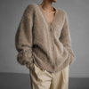 Cardigan oversized pour femmes - tricot doux et moelleux avec boutons