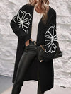 Cardigan tricoté - cardigan oversize élégant pour femmes avec détail floral