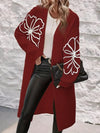 Cardigan tricoté - cardigan oversize élégant pour femmes avec détail floral
