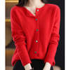 Cardigan tricoté pour femmes - pull bouton en laine mérinos douce