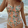 Maillot de bain fleuri - élégante baignade en beige
