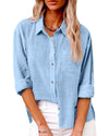 Chemise à boutons pour femmes - blouse légère à manches longues polyvalente