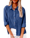 Chemise à boutons pour femmes - blouse légère à manches longues polyvalente