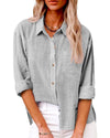 Chemise à boutons pour femmes - blouse légère à manches longues polyvalente