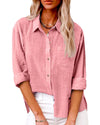 Chemise à boutons pour femmes - blouse légère à manches longues polyvalente