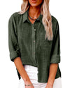 Chemise à boutons pour femmes - blouse légère à manches longues polyvalente