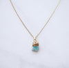 Collier en amazonite - pendentif plaqué or avec pierre naturelle pour femmes