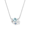 Collier pendentif floral - élégante bijouterie en argent pour femmes avec accents bleus