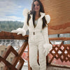 Combinaison d'hiver pour femmes - élégant combi-pantalon rose matelassé