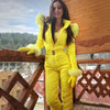 Combinaison d'hiver pour femmes - élégant combi-pantalon rose matelassé