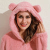 Combinaison en polaire avec oreilles - loungewear féminin invitant