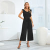 Combinaison noire avec ceinture - midi élégant pour femme