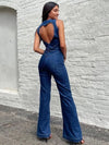 Combinaison sans dos - tenue en denim chic